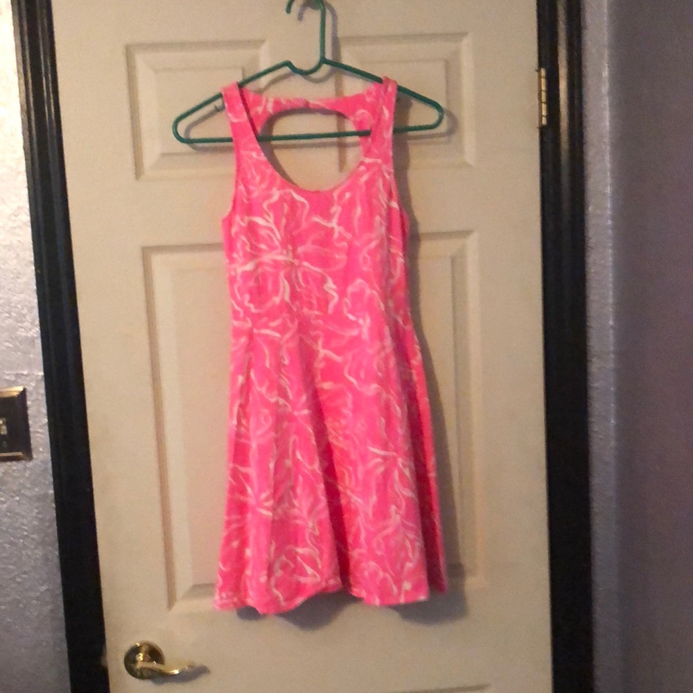 Never worn Soft bright pink with white stretchy dress.